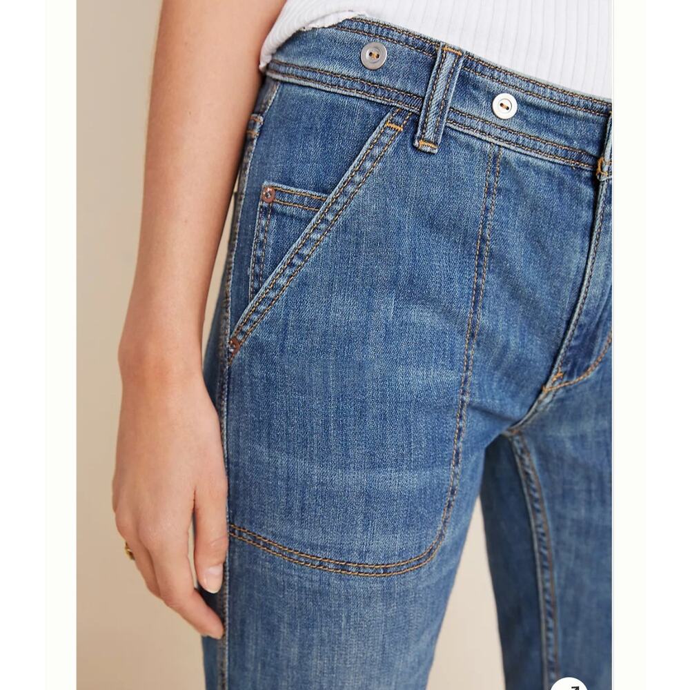 Anthropologie Pilcro Slim Boyfriend Jeans Size 28 Ankle Mid-Rise Patch Pocket - Picture 2 of 12